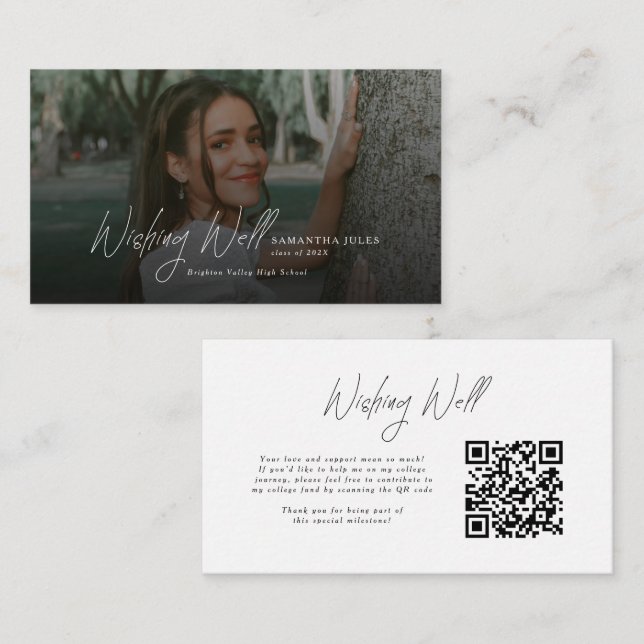 Carte D'accompagnement Puits de souhaits moderne avec code QR pour la rem (Devant / Derrière)