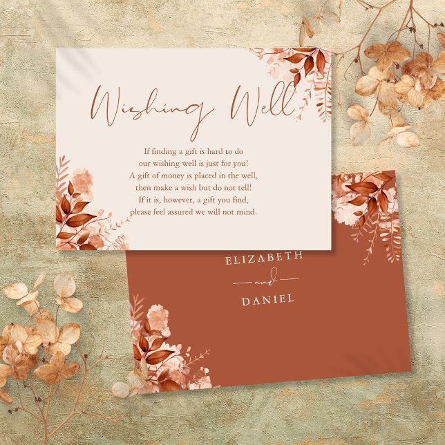 Carte D'accompagnement Puits de voeux Automne Rustique Floral Mariage (Wishing Well Autumn Fall Rustic Floral Wedding Enclosure Card)