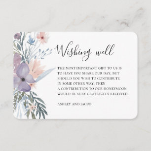 Carte D'accompagnement Puits de vœux de mariage à la lavande. Fleurs viol