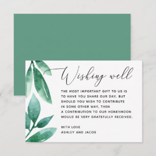 Carte D'accompagnement Puits de vœux de mariage à la verdure en aquarelle