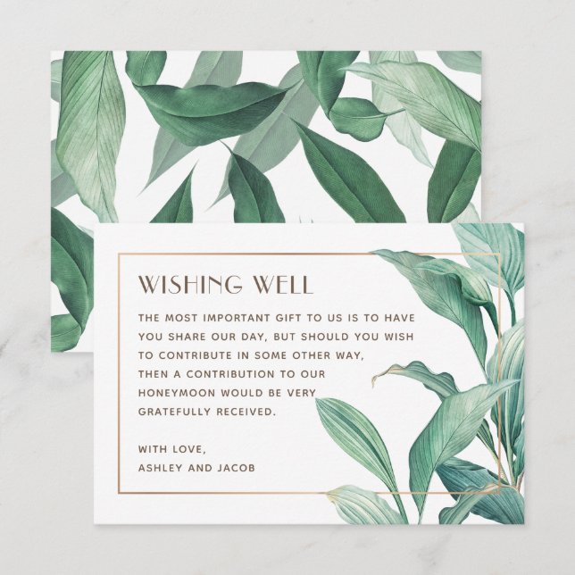 Carte D'accompagnement Puits de vœux de mariage à la verdure tropicale à  (Devant / Derrière)