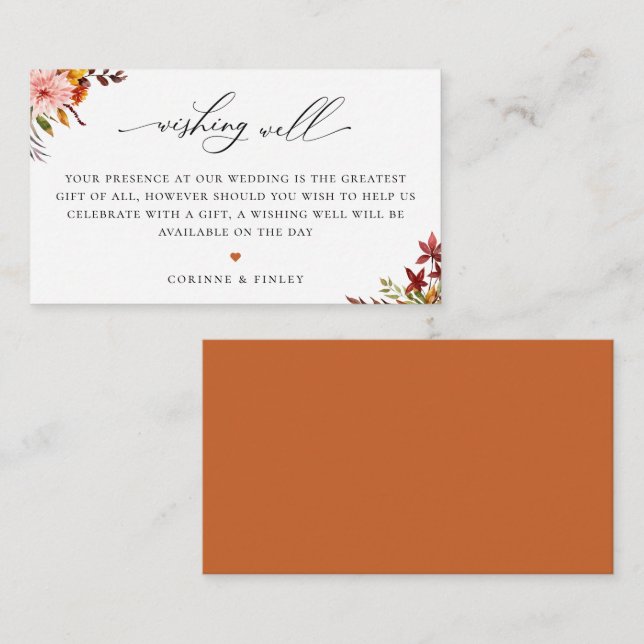 Carte D'accompagnement Puits de vœux de mariage automnal rustique (Devant / Derrière)