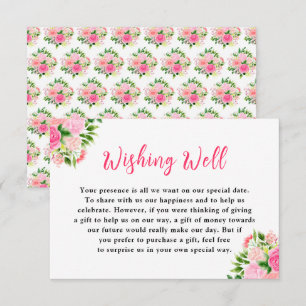 Carte D'accompagnement Puits de Vœux de Mariage aux Roses Roses Fleuris