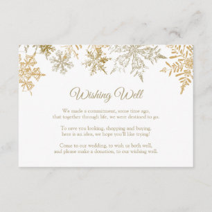 Carte D'accompagnement Puits de vœux de mariage de Noël, flocons de neige