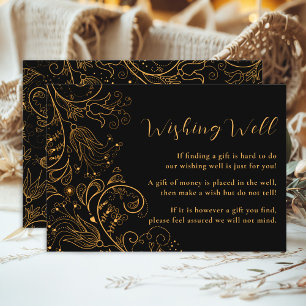Carte D'accompagnement Puits de vœux de mariage élégant or et noir à moti