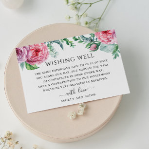 Carte D'accompagnement Puits de vœux de mariage floral bohème rose aquare