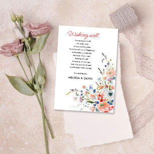 Carte D'accompagnement Puits de vœux de mariage floral élégant