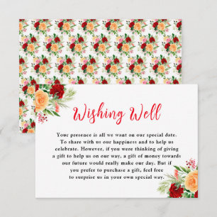 Carte D'accompagnement Puits de vœux de mariage floral Roses romantiques