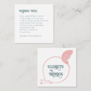 Carte D'accompagnement Puits de vœux de mariage papillon rose Art Nouveau