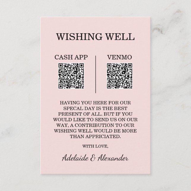 Carte D'accompagnement Puits de Vœux de Mariage Rose Moderne (Devant)