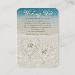 Carte D'accompagnement Puits de vœux de mariage sur la plage pailletée Sa
