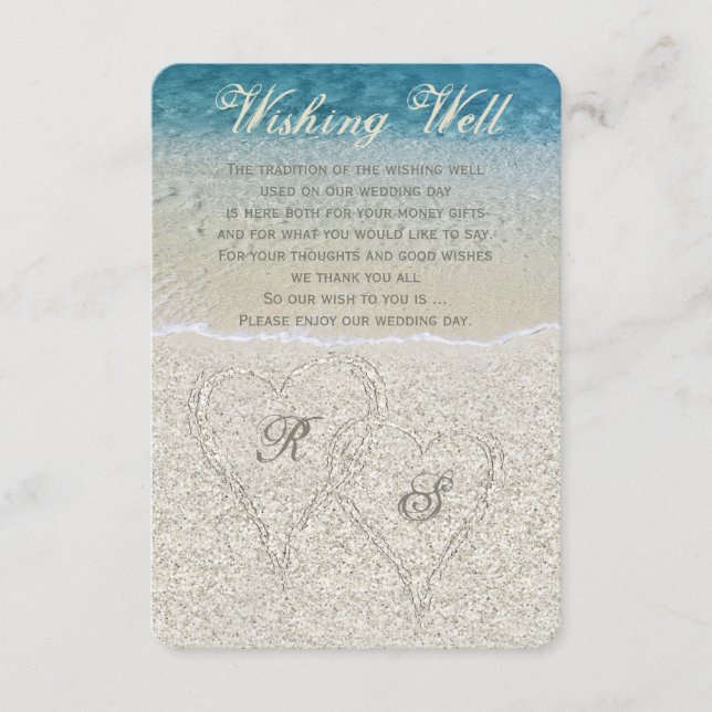 Carte D'accompagnement Puits de vœux de mariage sur la plage Sandy Glitte (Devant)