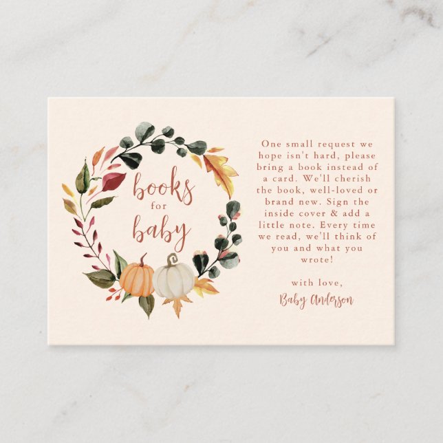 Carte D'accompagnement Pumpkin Wreath Baby Shower Books for baby (Devant)