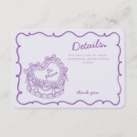 Purpl Bow Coquette Coeur rétro Détails du gâteau I