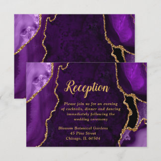 Carte D'accompagnement Purple and Gold Agate Wedding Reception