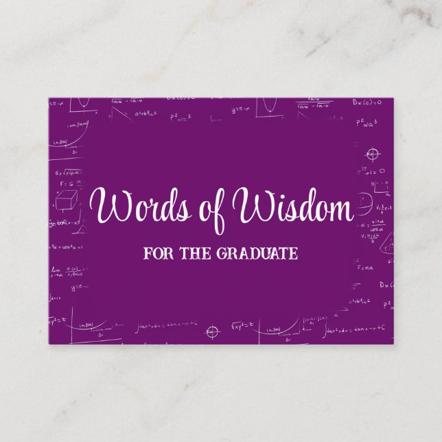 Carte D'accompagnement Purple and White Graduate Words of Wisdom Advice (Devant)