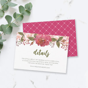 Carte D'accompagnement Purple Aquarelle Florale Détails du Mariage