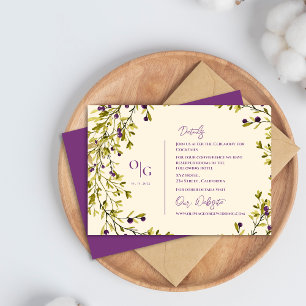 Carte D'accompagnement Purple Berry Rustic Greenery Détails du Mariage