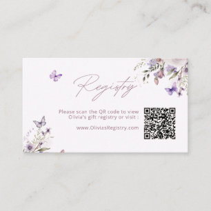 Carte D'accompagnement Purple Butterfly Floral Registry QR Code