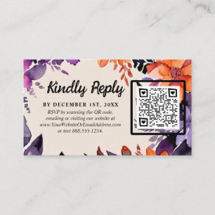 Carte D'accompagnement Purple enchanté + Mariage d'Halloween floral orang