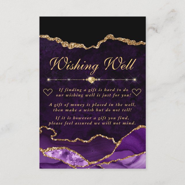 Carte D'accompagnement Purple et Gold Faux Parties scintillant Agate Wish (Devant)