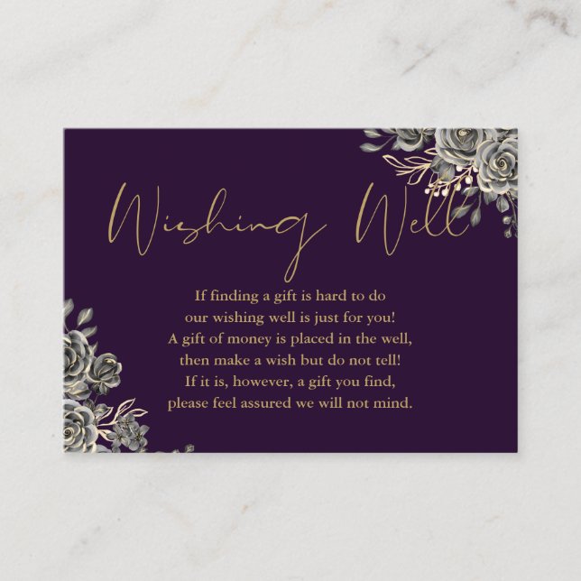 Carte D'accompagnement Purple Et Or Gothique Floral Envie Bien Mariage (Devant)
