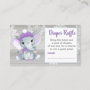Carte D'accompagnement Purple Girl Elephant diaper billet tombole rustiqu