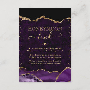 Carte D'accompagnement Purple & Gold Agate Mariage Honeymoon Fund