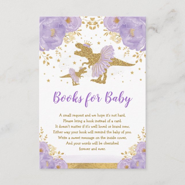 Carte D'accompagnement Purple Gold Dinosaur Ballerina Livres pour Baby Gi (Devant)