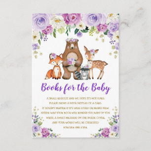 Carte D'accompagnement Purple Gold Floral Woodland Animals Livres pour bé