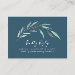 Carte D'accompagnement Purple Green Eucalyptus Blue Mariage Website RSVP