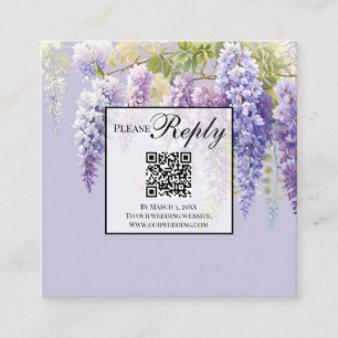 Carte D'accompagnement Purple lavande florale glyteria Code QR mariage