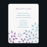 Carte D'accompagnement Purple moderne   Bat mitzvah Turquoise Insérer des<br><div class="desc">Le Bat mitzvah personnalisé insère des cartes pour la réception,  les directions ou d'autres informations. Doté d'une jolie couleur d'eau violet moderne et turquoise Star of David et tourbillonnante Arbre de vie feuilles.</div>