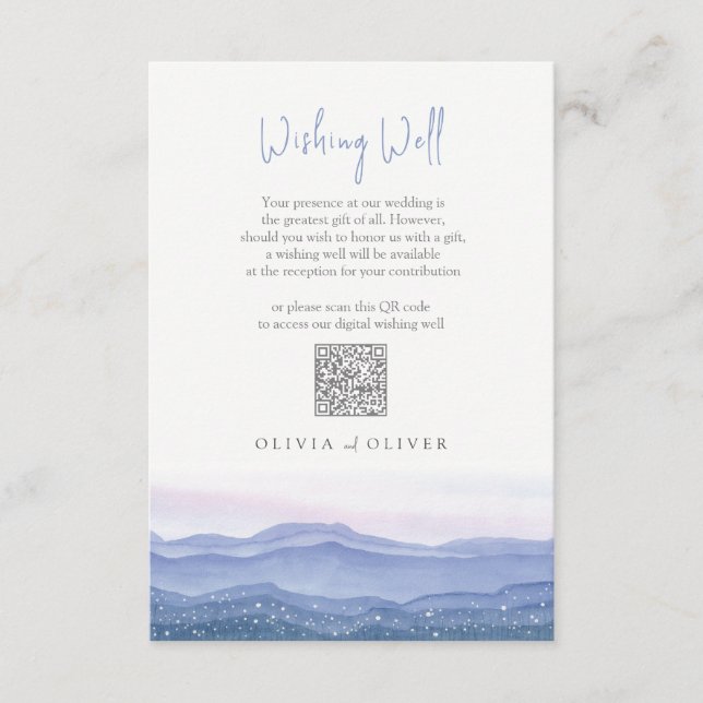 Carte D'accompagnement Purple Mountains Mariage Wishing well QR Code (Devant)