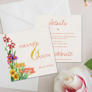 Carte D'accompagnement Purple Orange Fleur sauvage Floral Détails du Mari