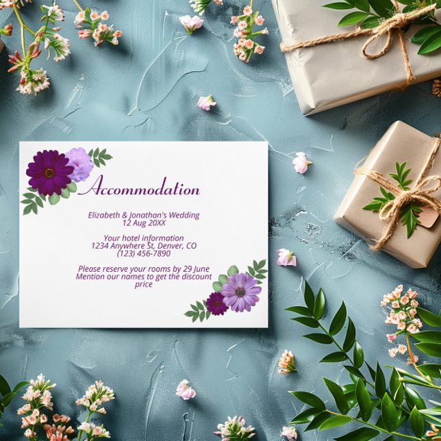 Carte D'accompagnement Purple Peony Floral Mariage Hébergement (Créateur téléchargé)
