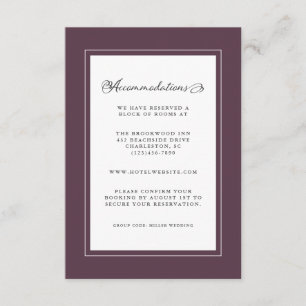 Carte D'accompagnement Purple Plum Mariage Détail Moderne Bordures Chic