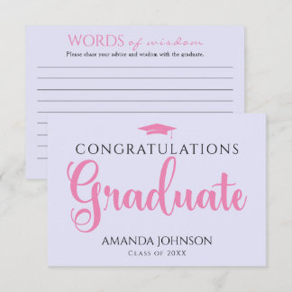 Carte D'accompagnement Purple rose Graduate Mots de la sagesse Graduation