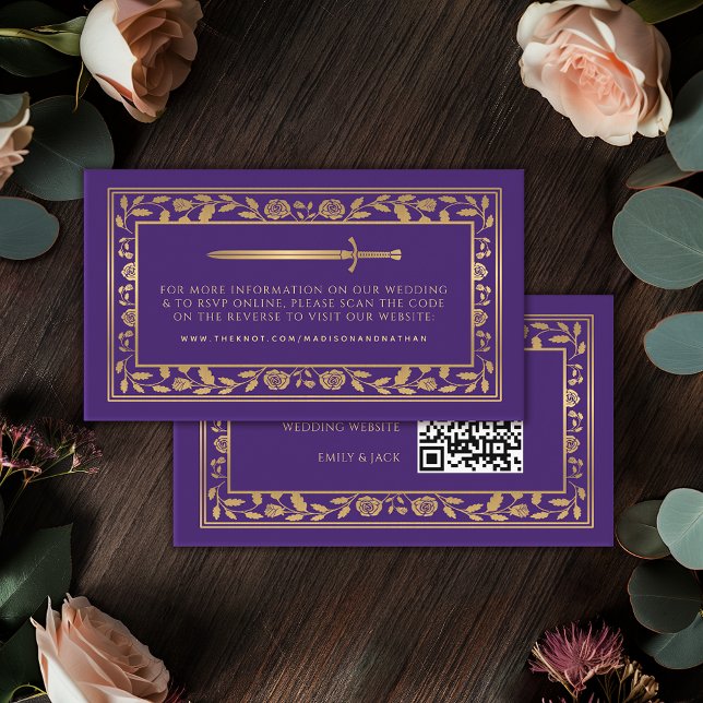 Carte D'accompagnement Purple Royal Sword Mariage Website RSVP QR Code (Créateur téléchargé)