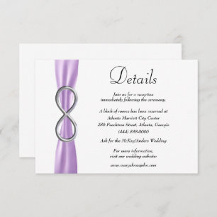 Carte D'accompagnement Purple Ruban Silver Infinity Détails du Mariage