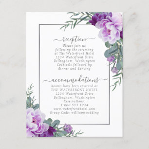Carte D'accompagnement Purple & Silver Elegant Floral Détails du Mariage