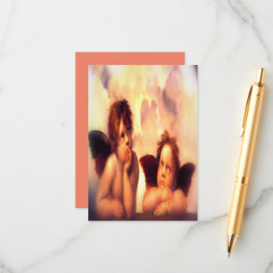 Carte D'accompagnement Putti paire d'anges avec prière
