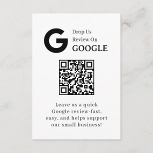 Carte D'accompagnement QR Code Avis Google   Lien de retour d'information
