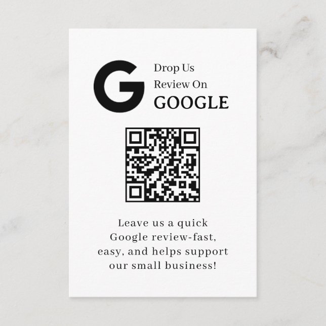 Carte D'accompagnement QR Code Avis Google | Lien de retour d'information (Devant)