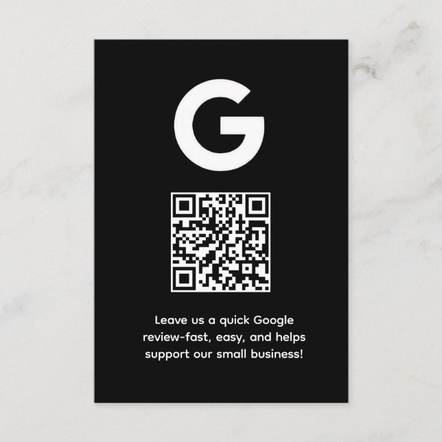 Carte D'accompagnement QR Code Avis Google | Lien de rétroaction d'entrep (Devant)