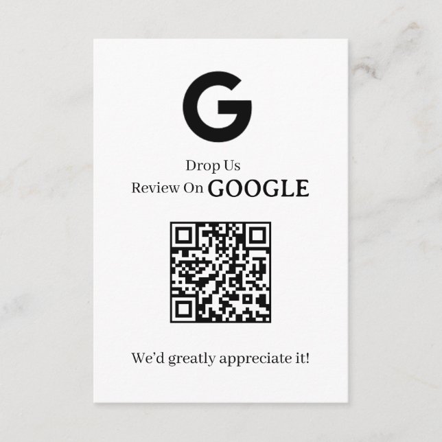 Carte D'accompagnement QR Code Avis Google | Lien de rétroaction pour les (Devant)