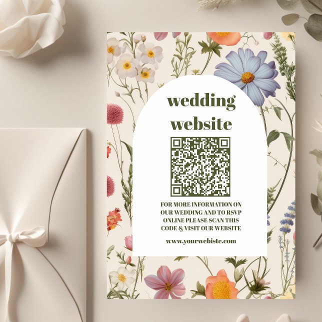 Carte D'accompagnement qr code Boho Fleur sauvage Mariage botanique (Créateur téléchargé)