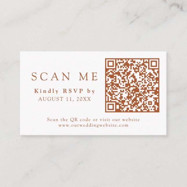 Carte D'accompagnement QR Code Burnt Orange Wedding RSVP (Devant)