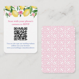 Carte D'accompagnement QR Code Citrons Rose et Blanc en ligne RSVP