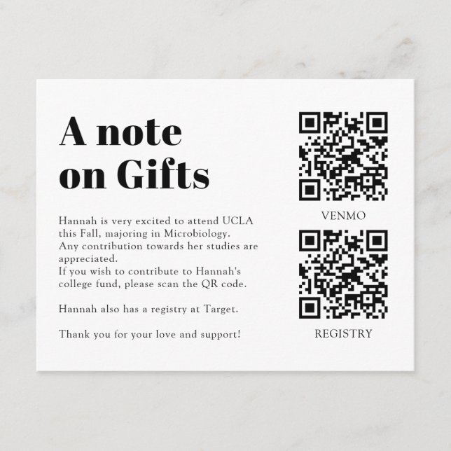 Carte D'accompagnement QR Code Collage Fund -cum-Thank You Grad (Devant)